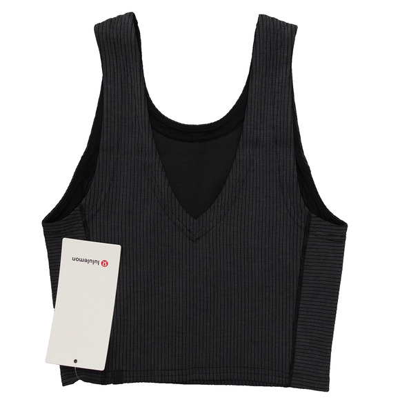 New Lululemon Size 0 Ribbed Softstreme Cropped Tank BLK Black - Picture 2 of 6